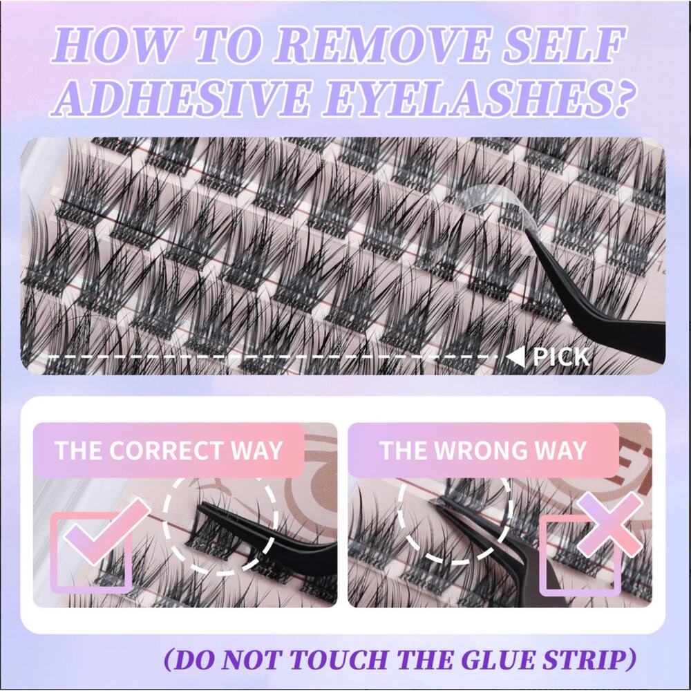 Glue-Free Black Cluster Eyelash Set 100 Pcs 10–16mm + Tweezer | Natural Look - Picture 3 of 9